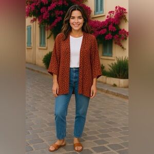 Do Everything in Love | OS | Lightweight shrug in black, red & gray | Flowy